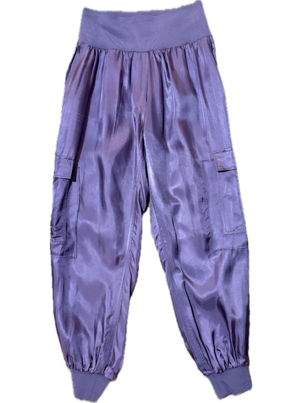 Cinq A Sept M Giles Satin Crop Cargo Jogger Pants Lavender Anthropologie Cupro
